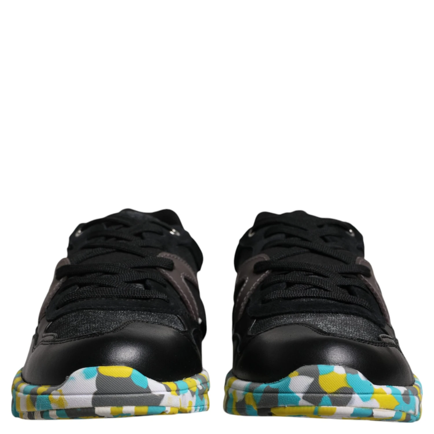 Black Polyester Low Top Men Sneakers Shoes