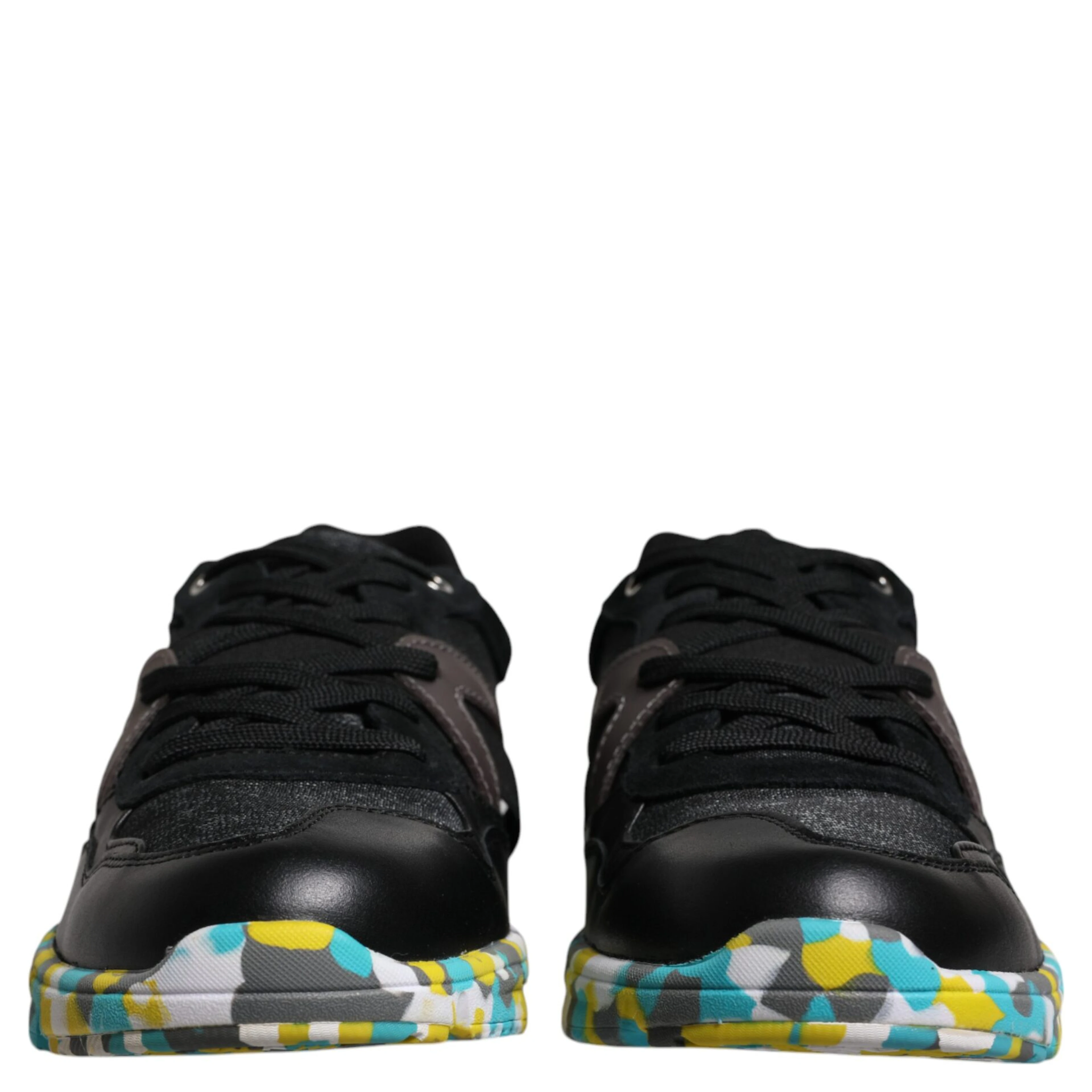 Black Polyester Low Top Men Sneakers Shoes