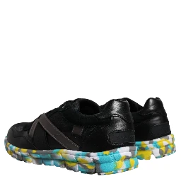 Black Polyester Low Top Men Sneakers Shoes