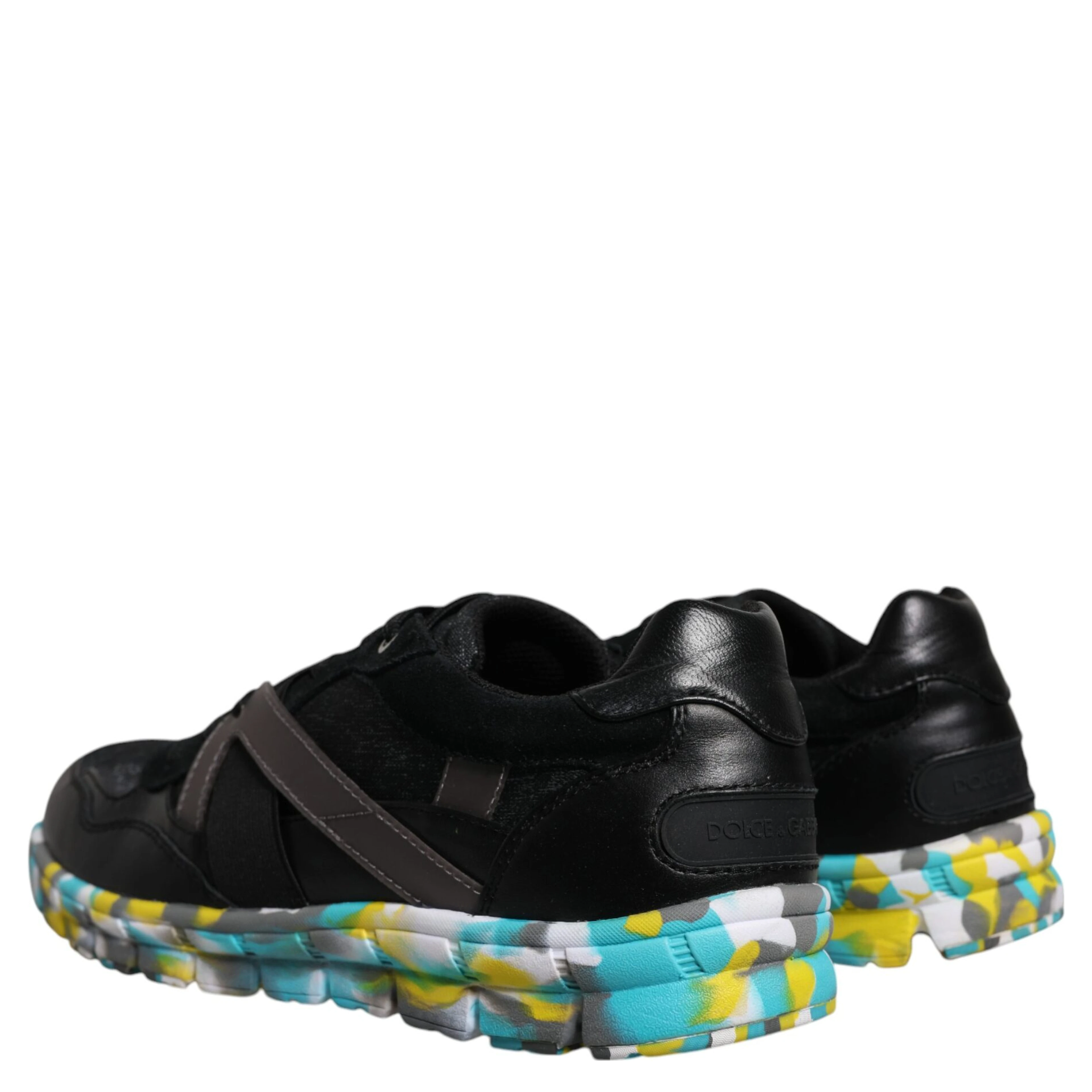 Black Polyester Low Top Men Sneakers Shoes