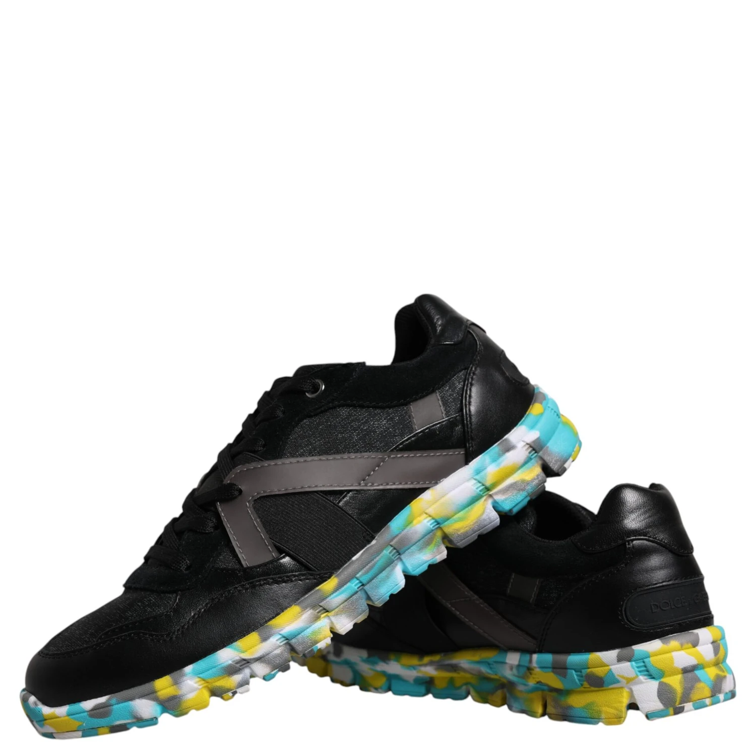 Black Polyester Low Top Men Sneakers Shoes