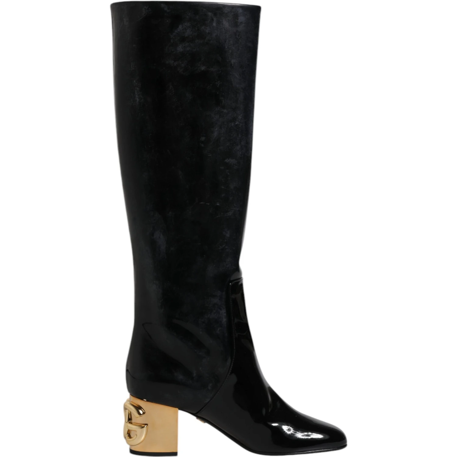 Black Patent Leather Vally High Boots Shoes