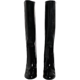 Black Patent Leather Vally High Boots Shoes