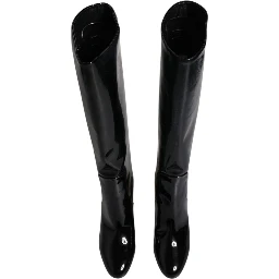 Black Patent Leather Vally High Boots Shoes
