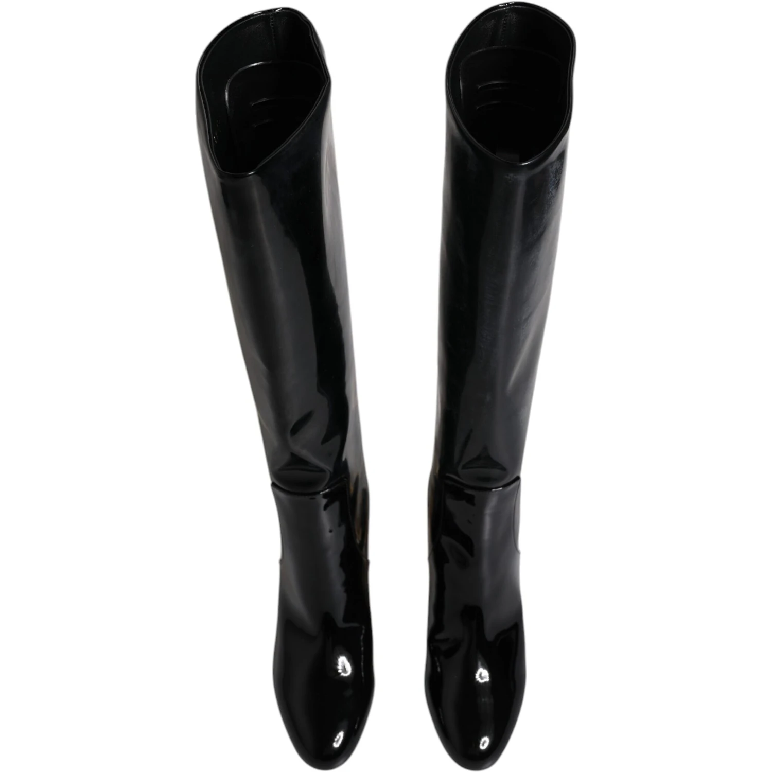 Black Patent Leather Vally High Boots Shoes