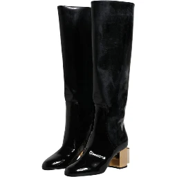 Black Patent Leather Vally High Boots Shoes