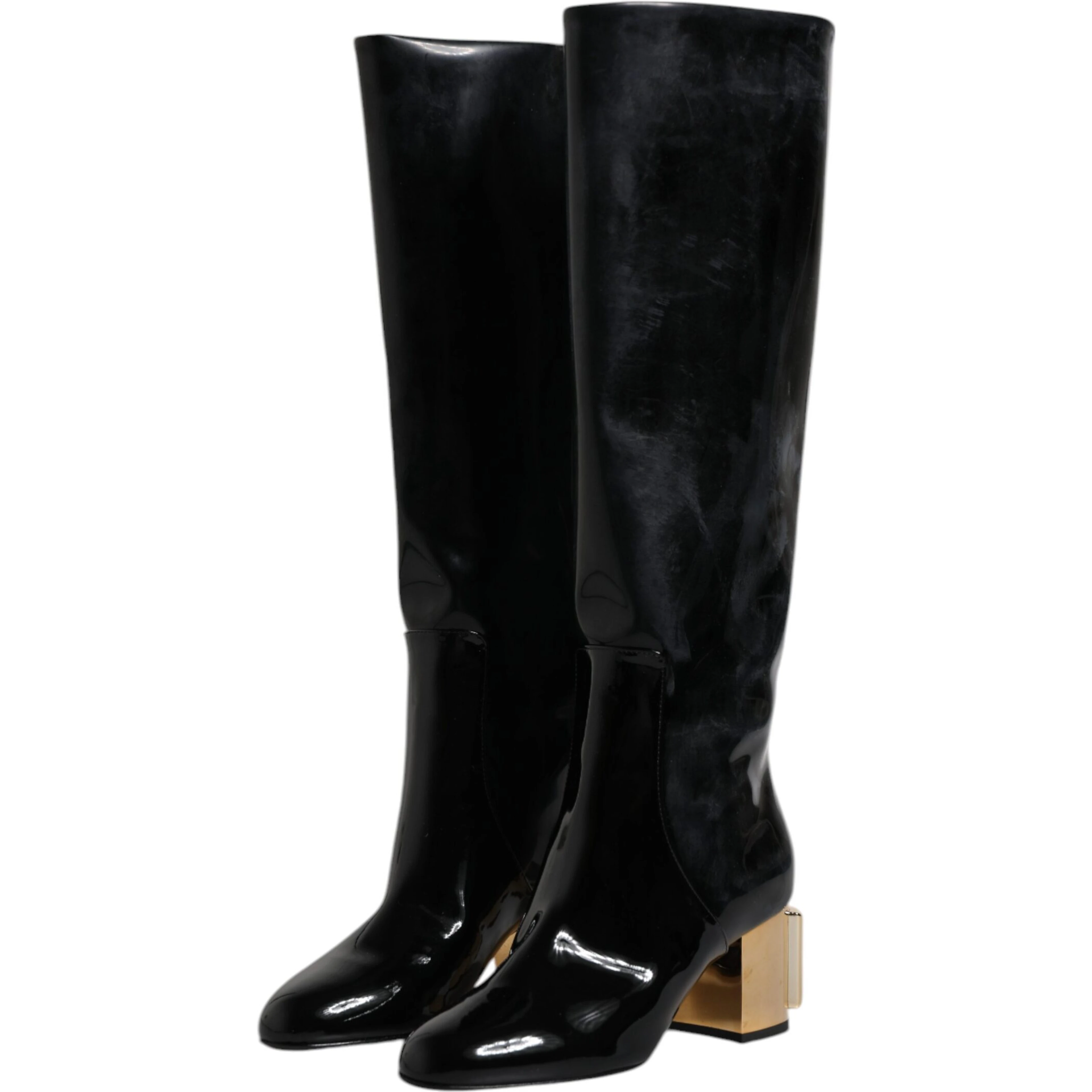 Black Patent Leather Vally High Boots Shoes