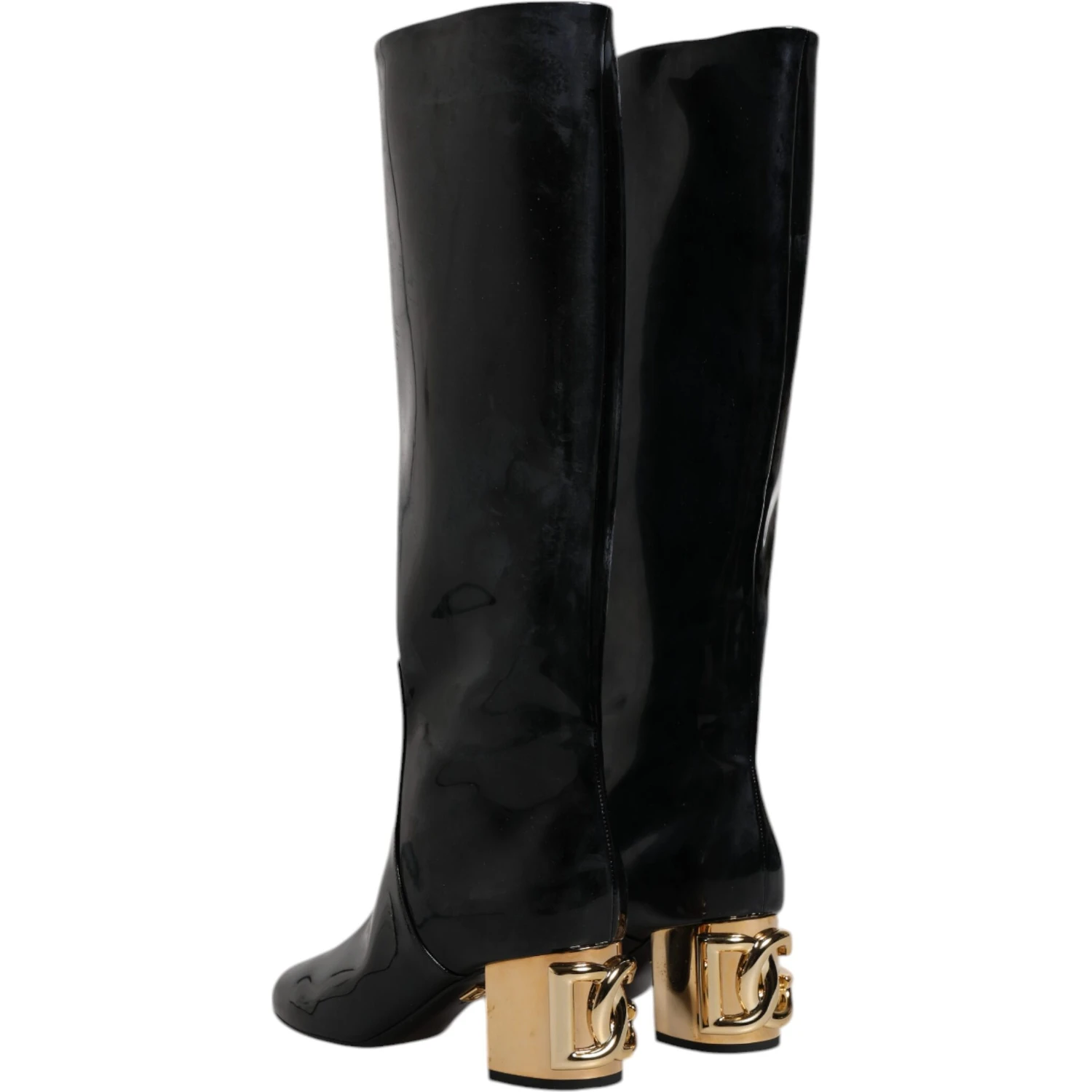 Black Patent Leather Vally High Boots Shoes