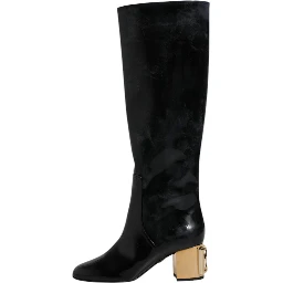 Black Patent Leather Vally High Boots Shoes