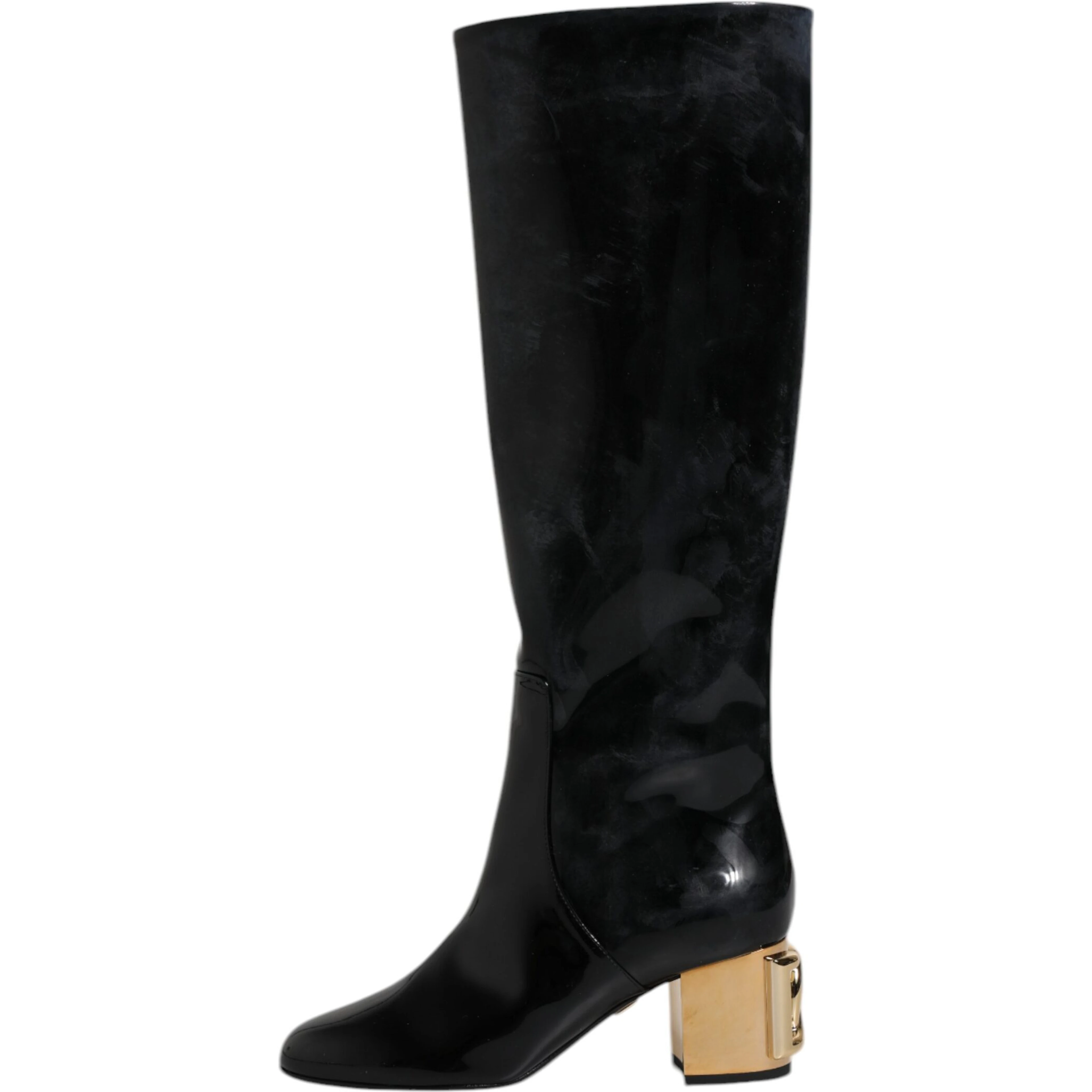 Black Patent Leather Vally High Boots Shoes