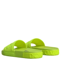 Green Rubber Slides Sandals Beachwear Shoes