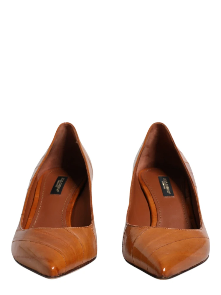 Brown Leather Kitten Heels Pumps Shoes alternative