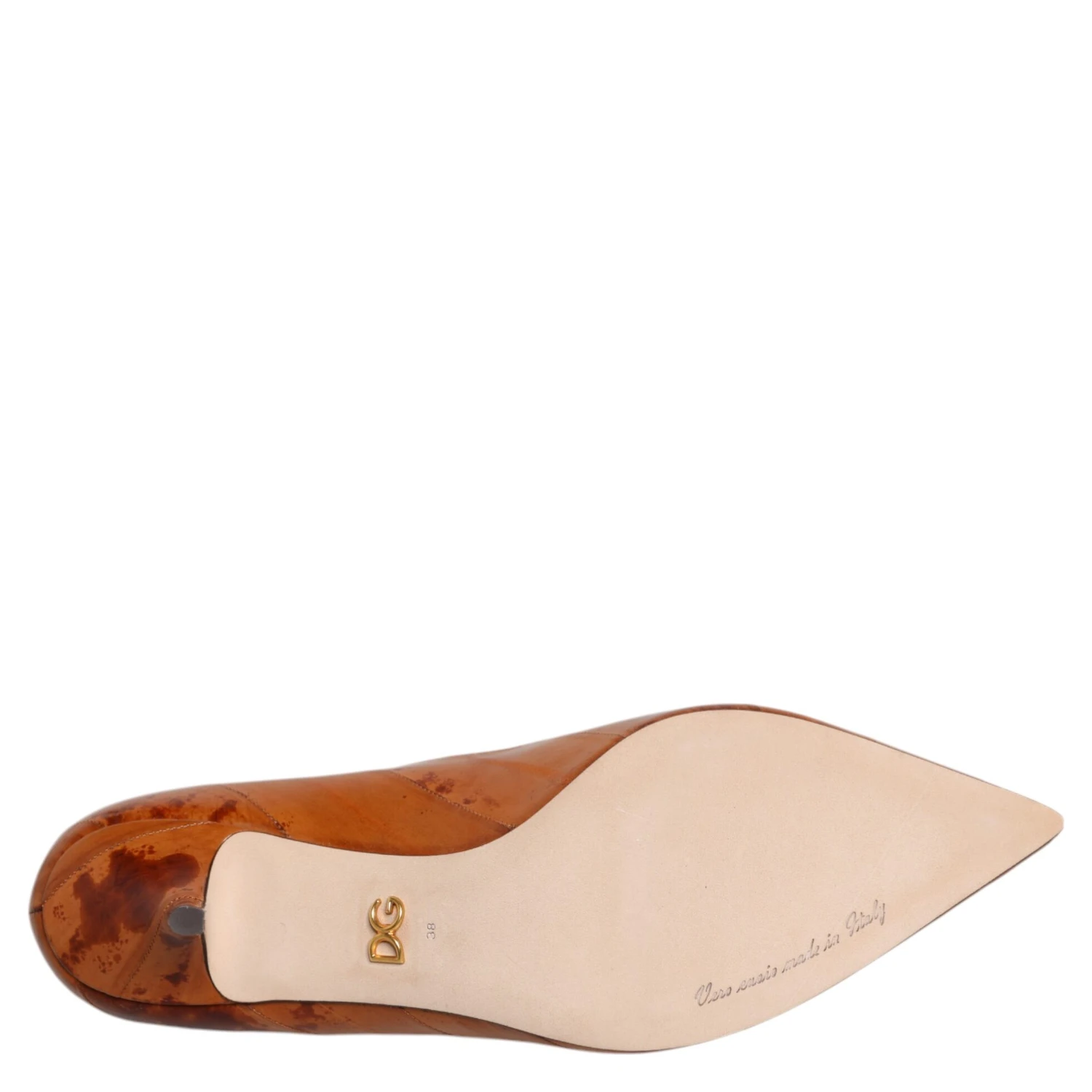 Brown Leather Kitten Heels Pumps Shoes