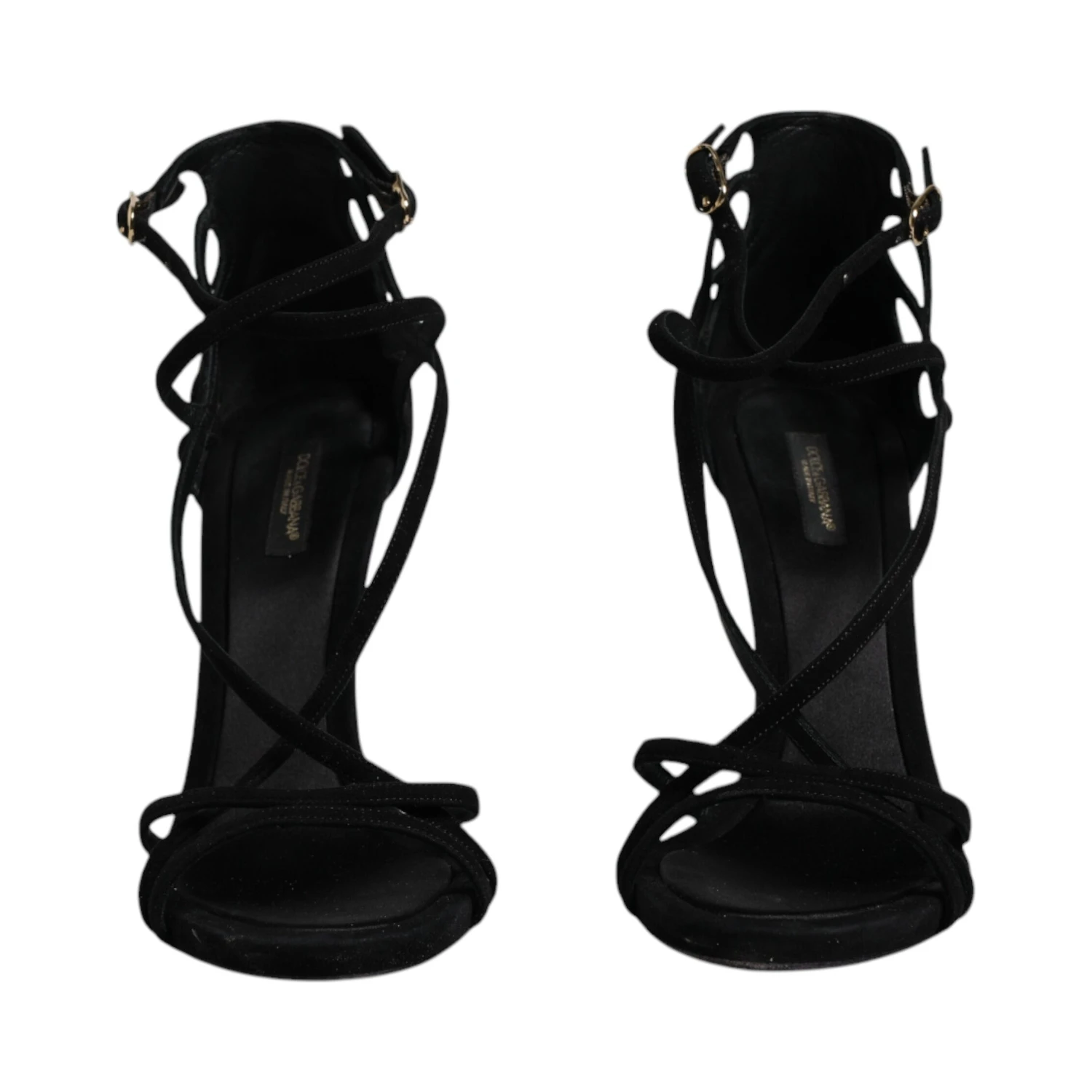 Black Suede Ankle Strap Heels Sandals Shoes