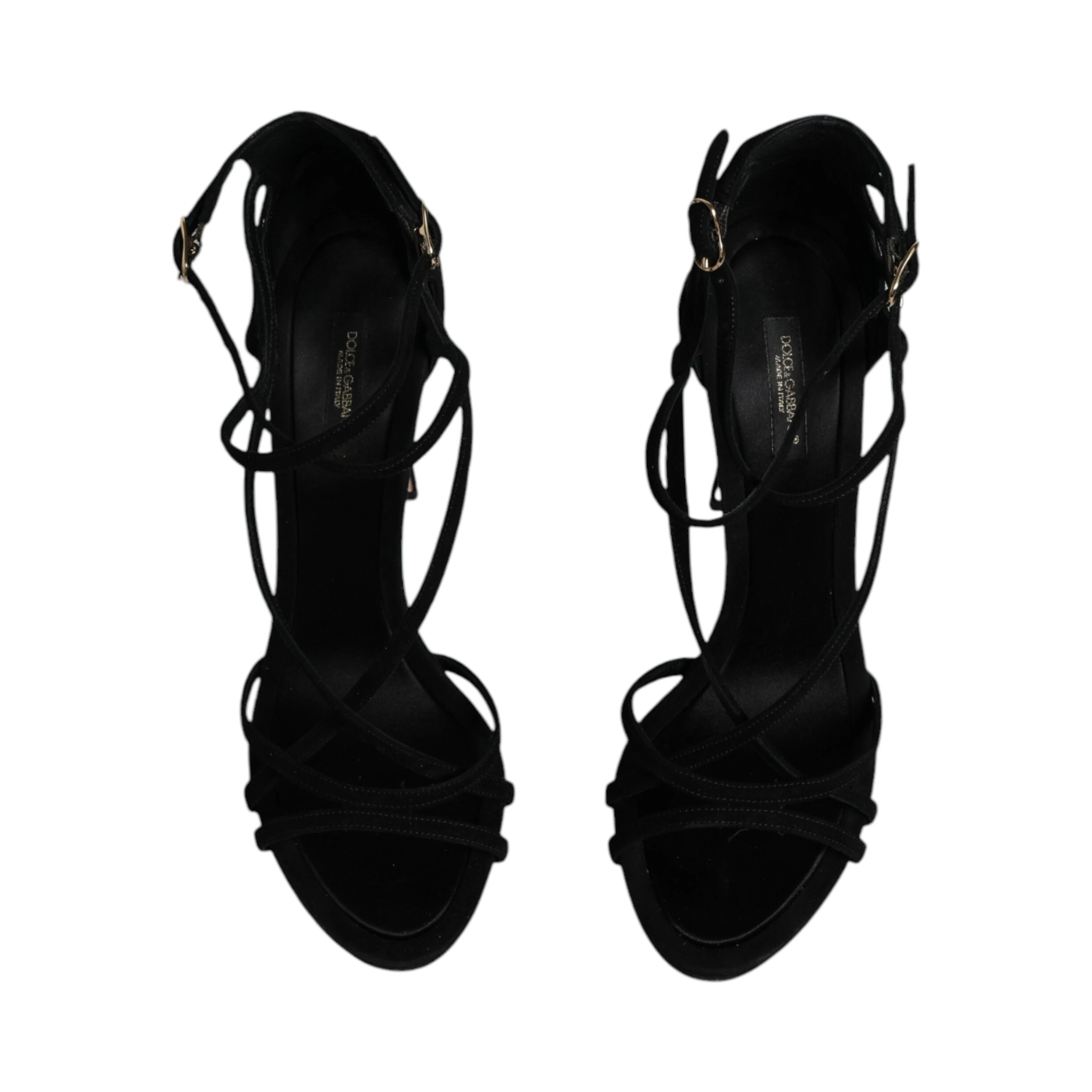 Black Suede Ankle Strap Heels Sandals Shoes