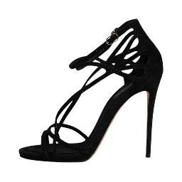 Black Suede Ankle Strap Heels Sandals Shoes