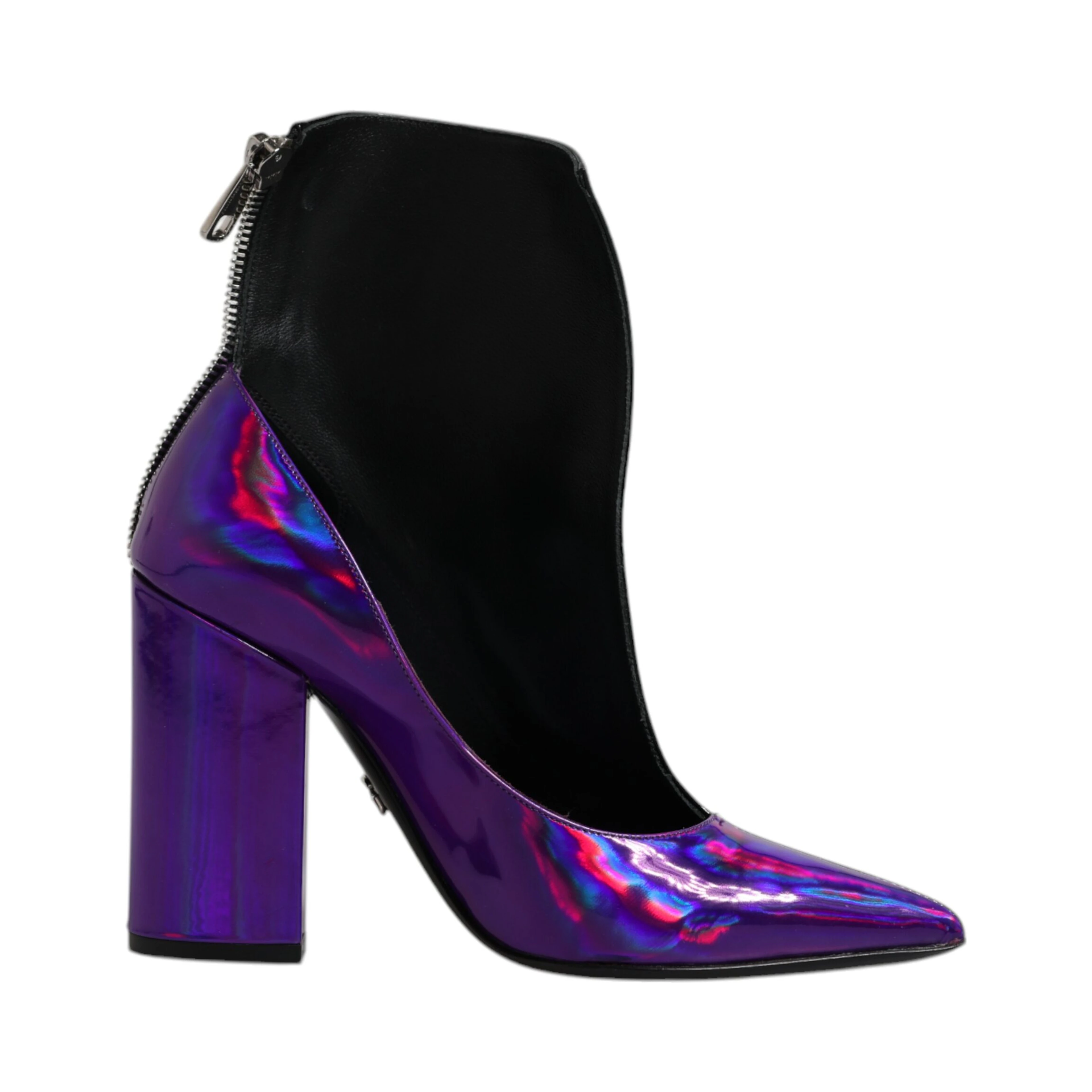 Purple Black Pointed Ankle Boots Shoes