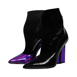 Purple Black Pointed Ankle Boots Shoes