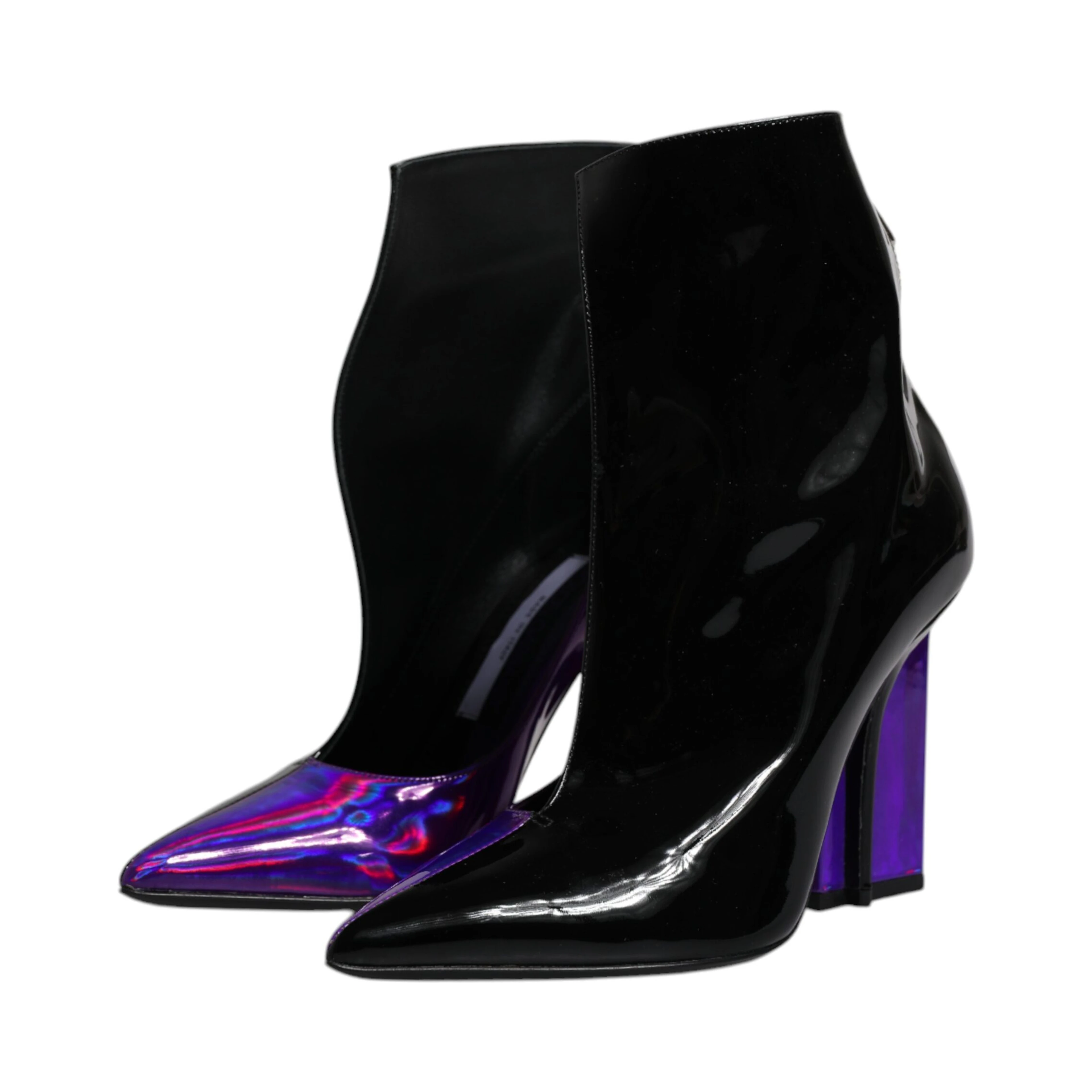 Purple Black Pointed Ankle Boots Shoes