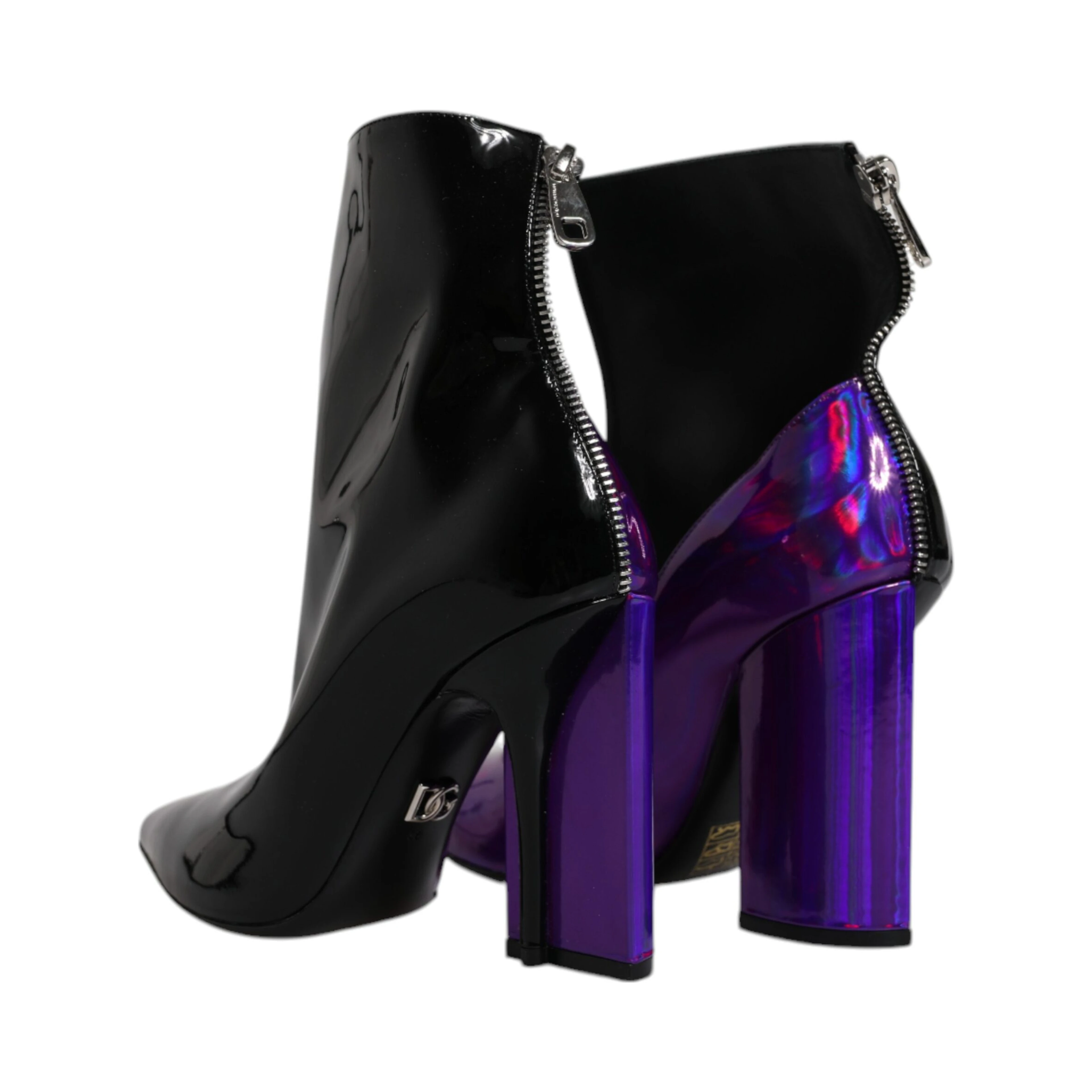 Purple Black Pointed Ankle Boots Shoes