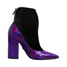 Purple Black Pointed Ankle Boots Shoes