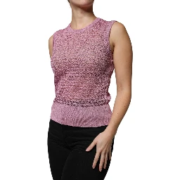 Pink Mesh See Through Sleeveless Tank Top