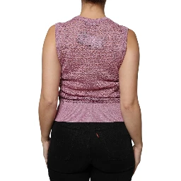 Pink Mesh See Through Sleeveless Tank Top