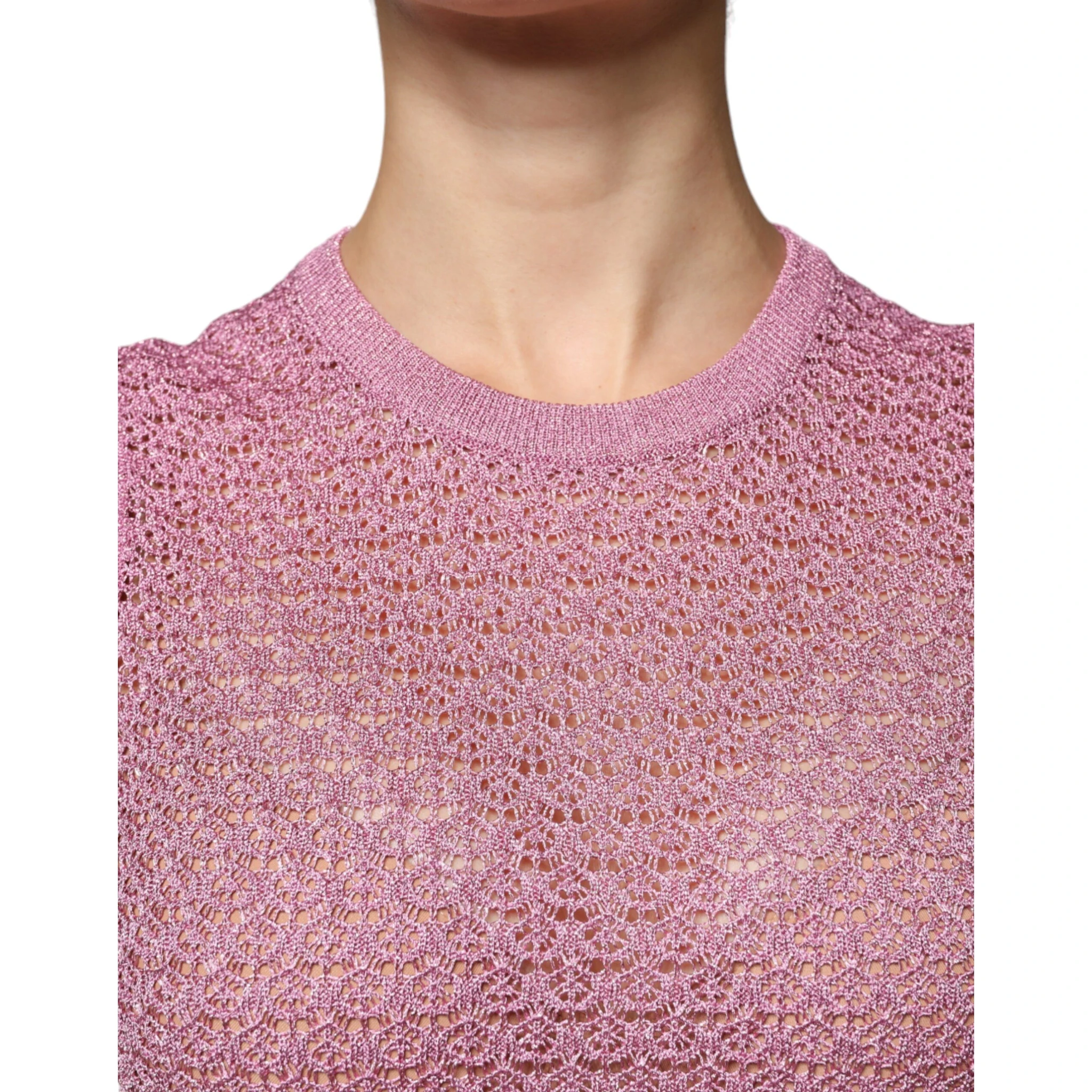 Pink Mesh See Through Sleeveless Tank Top
