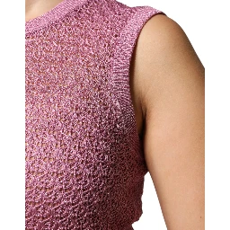 Pink Mesh See Through Sleeveless Tank Top