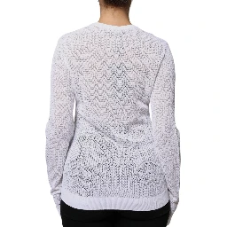 White Mesh See Through Long Sleeves Top