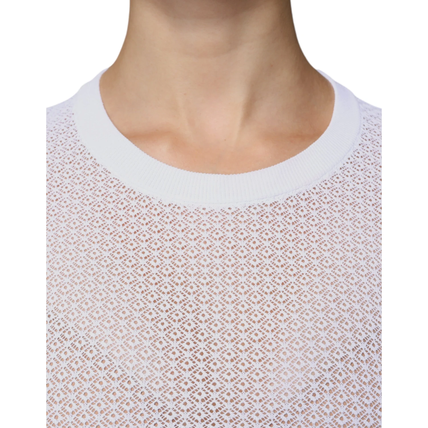 White Mesh See Through Long Sleeves Top