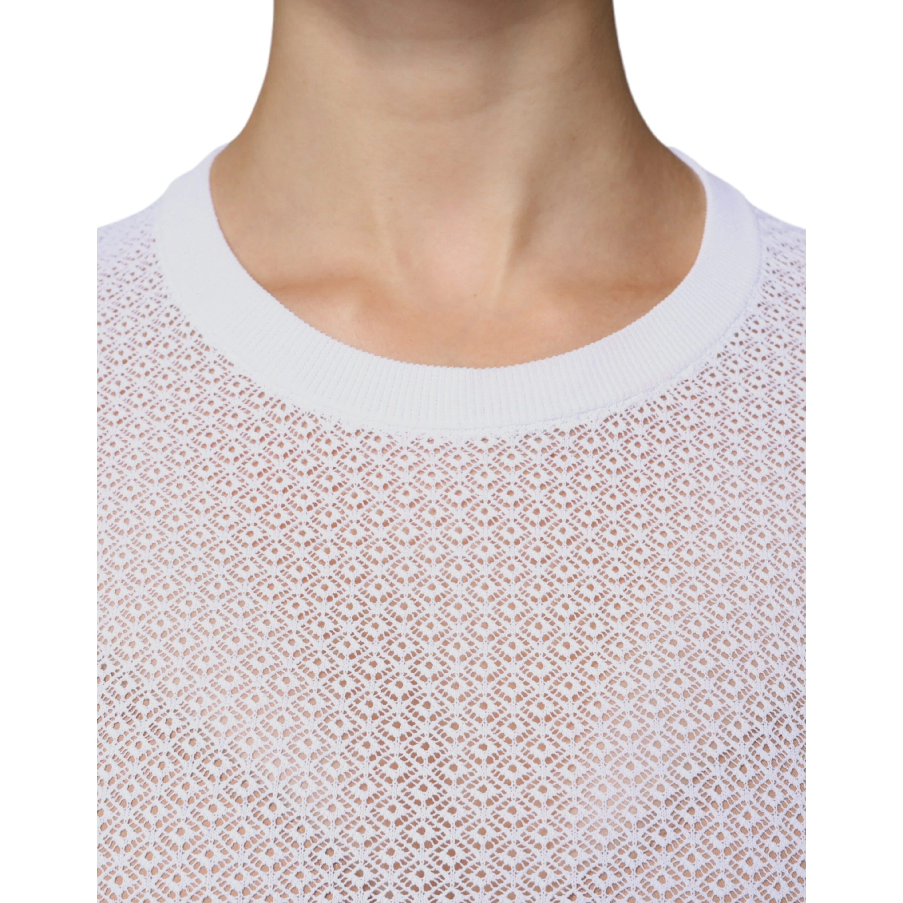White Mesh See Through Long Sleeves Top