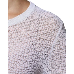 White Mesh See Through Long Sleeves Top
