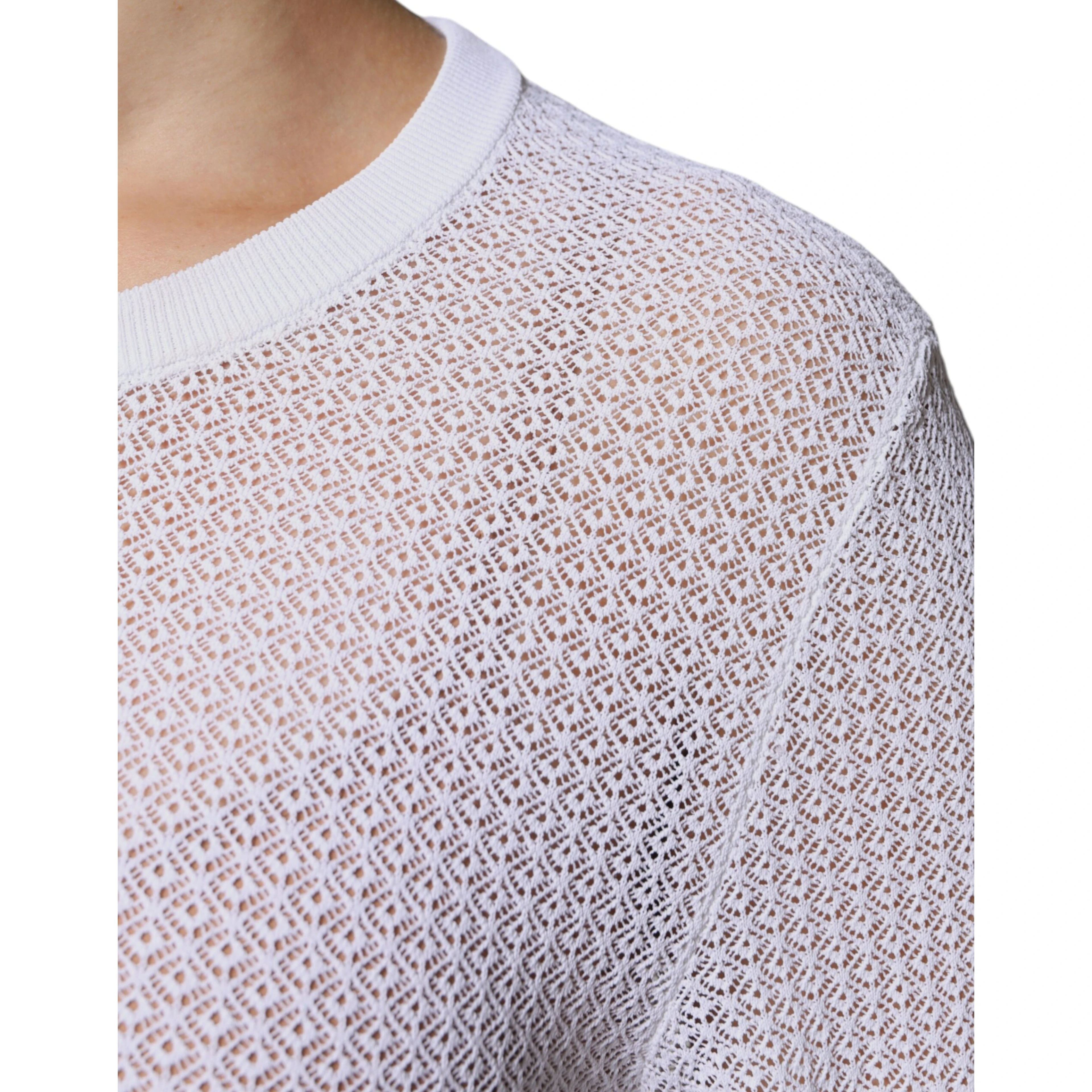 White Mesh See Through Long Sleeves Top