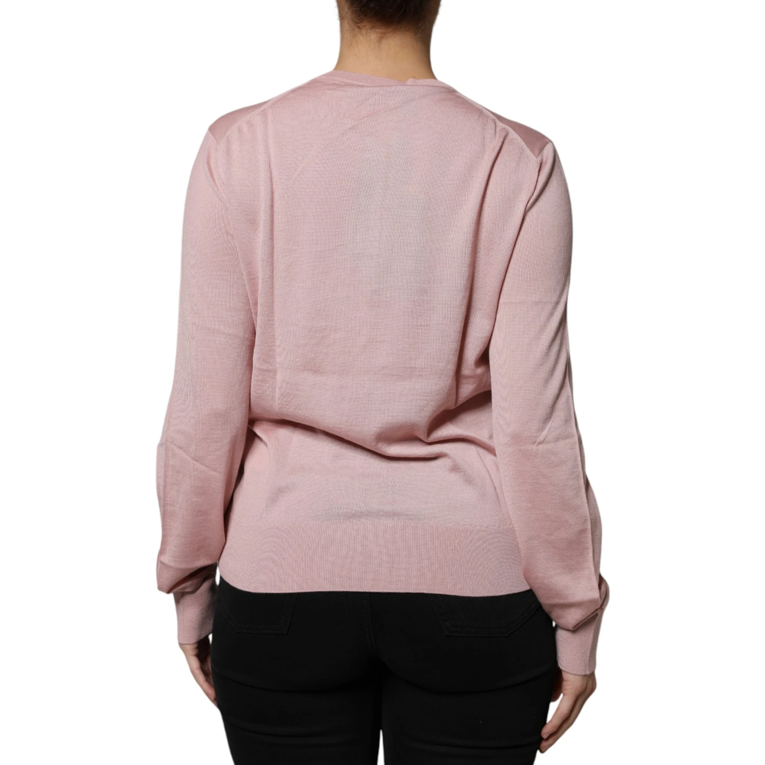 Pink Wool Knit Button Down Cardigan Sweater
