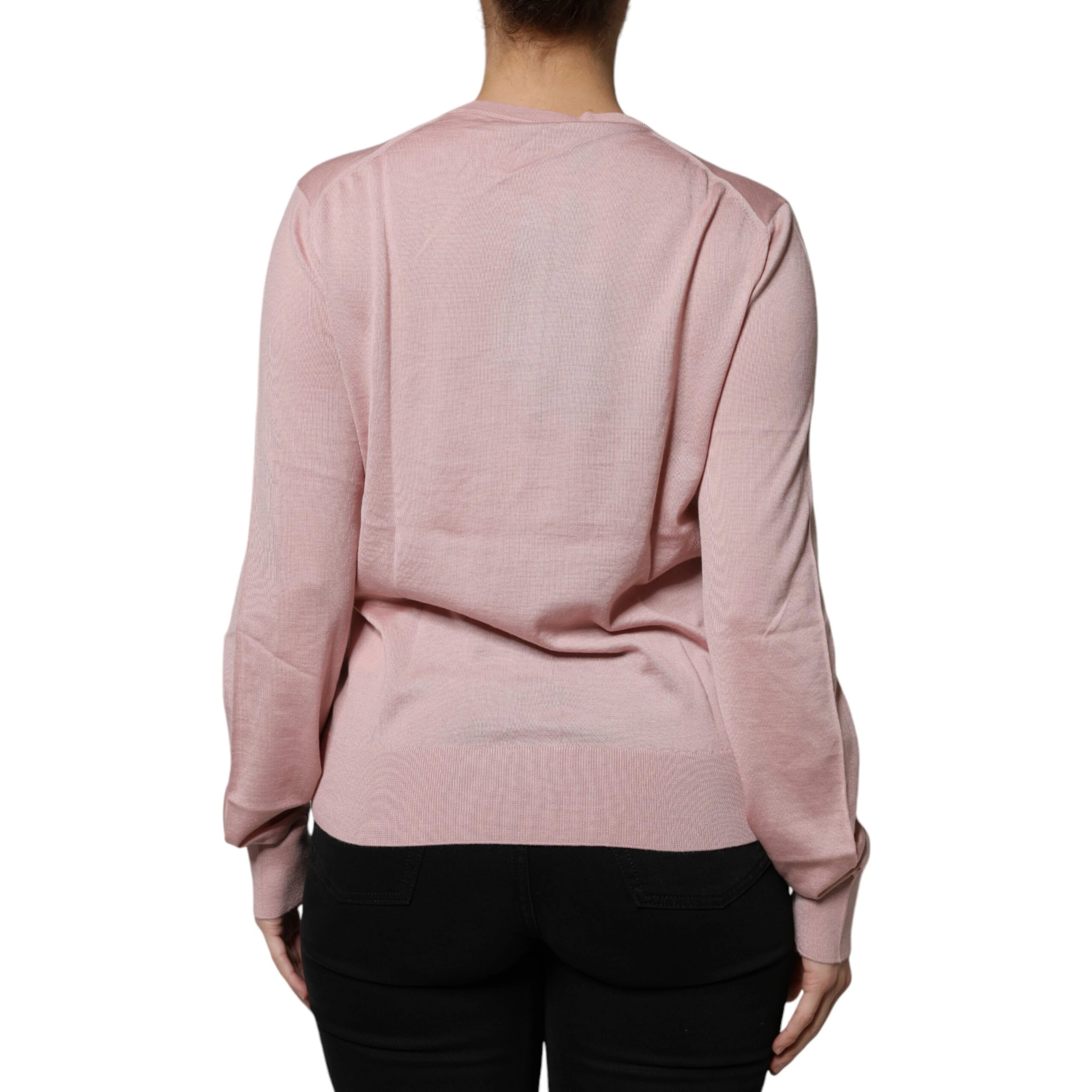 Pink Wool Knit Button Down Cardigan Sweater