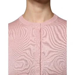 Pink Wool Knit Button Down Cardigan Sweater