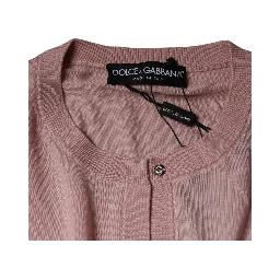 Pink Wool Knit Button Down Cardigan Sweater