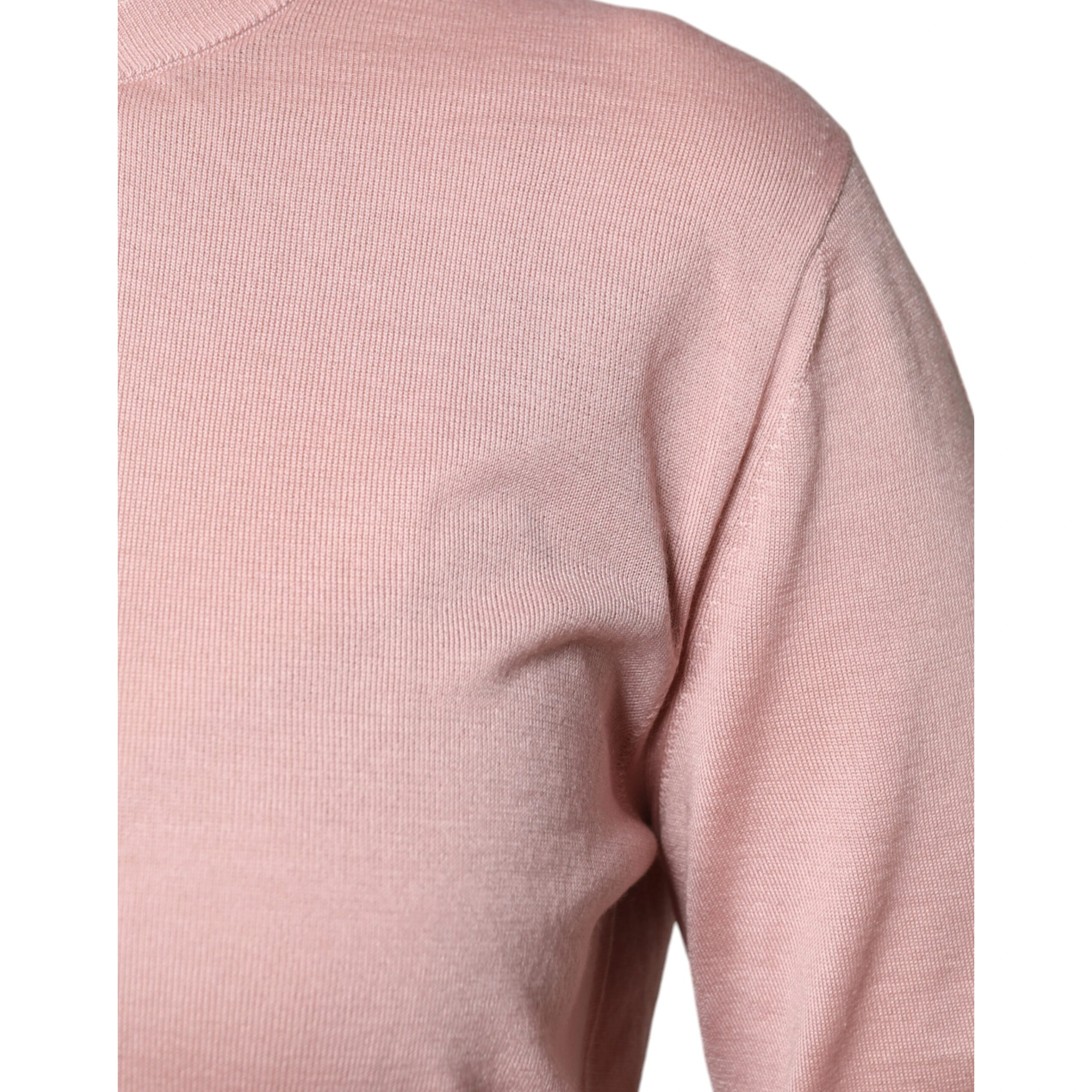 Pink Wool Knit Button Down Cardigan Sweater