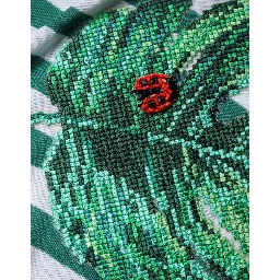 White Green Stripe Leaf Crew Neck T-shirt