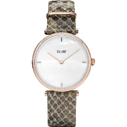 Beige Leather Dress Watch