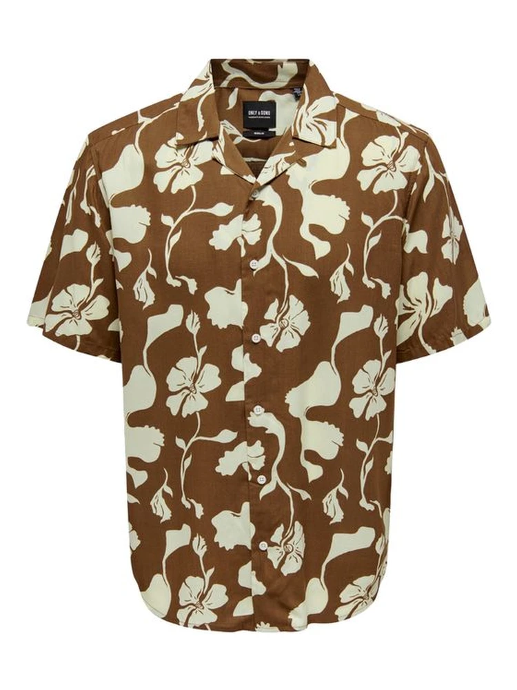 Brown Viscose Shortsleeve Shirt
