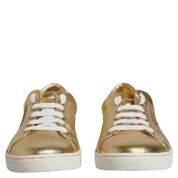 Gold Leather Logo London Men Sneakers Shoes