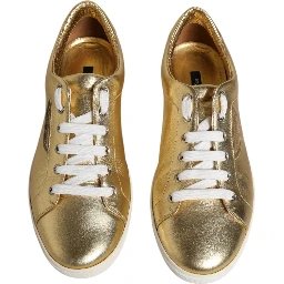 Gold Leather Logo London Men Sneakers Shoes