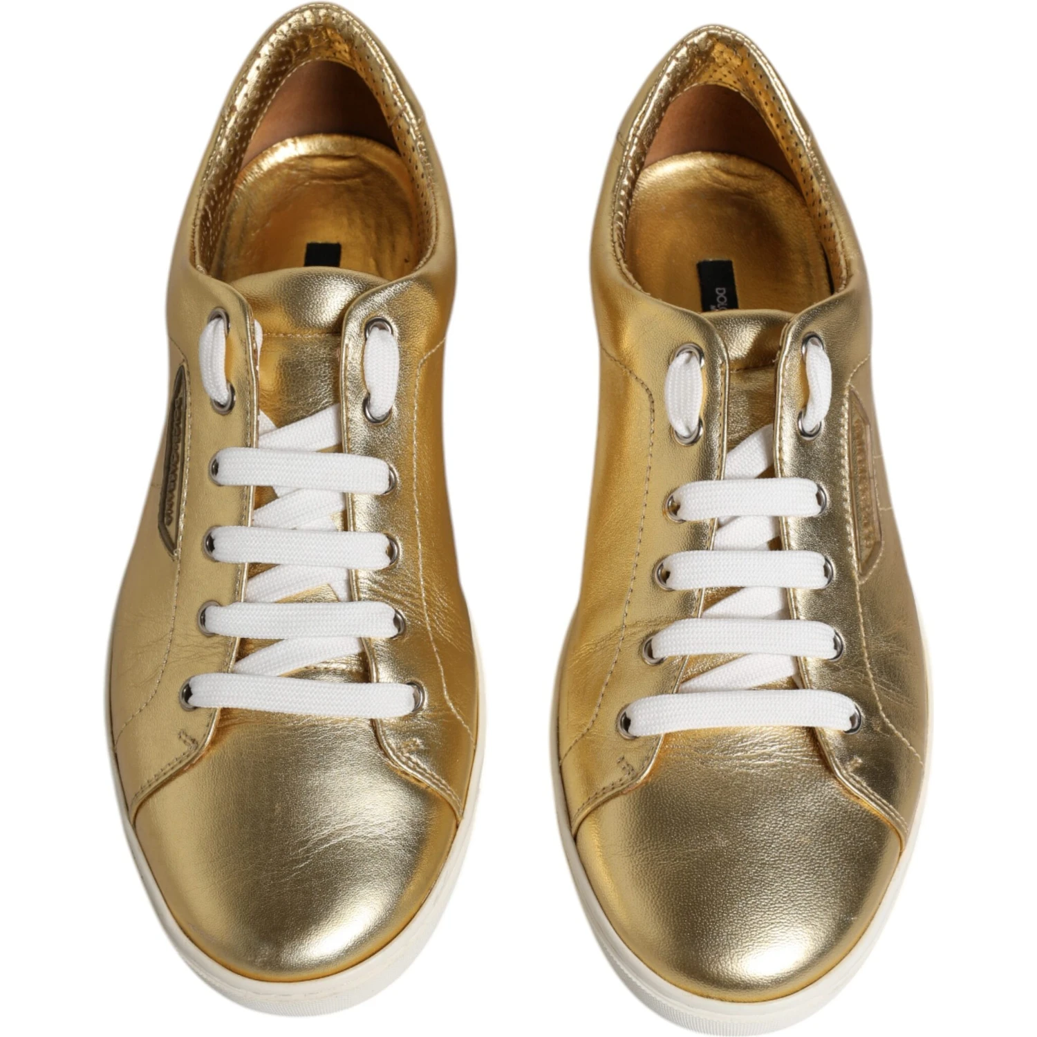 Gold Leather Logo London Men Sneakers Shoes