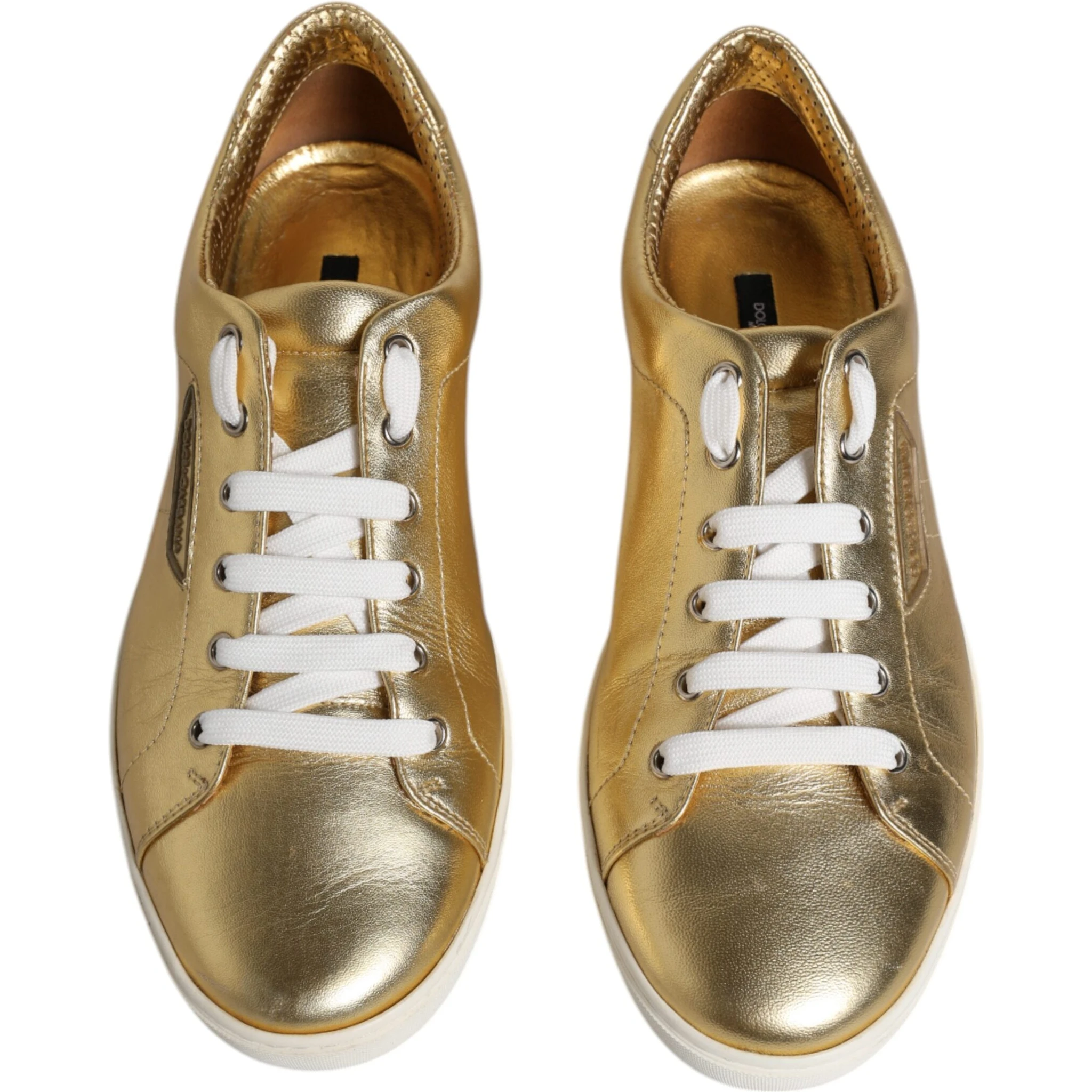 Gold Leather Logo London Men Sneakers Shoes
