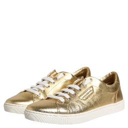 Gold Leather Logo London Men Sneakers Shoes