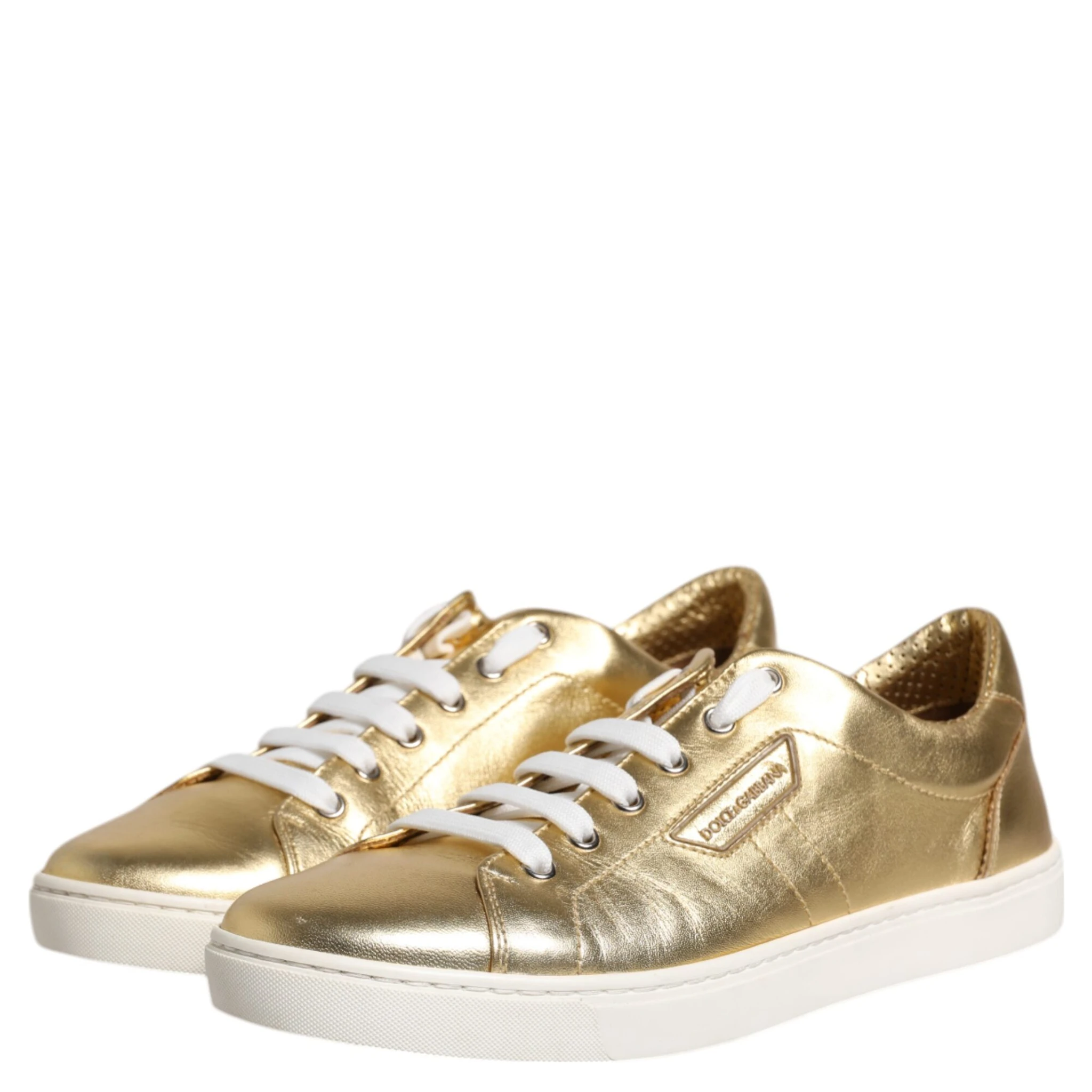 Gold Leather Logo London Men Sneakers Shoes