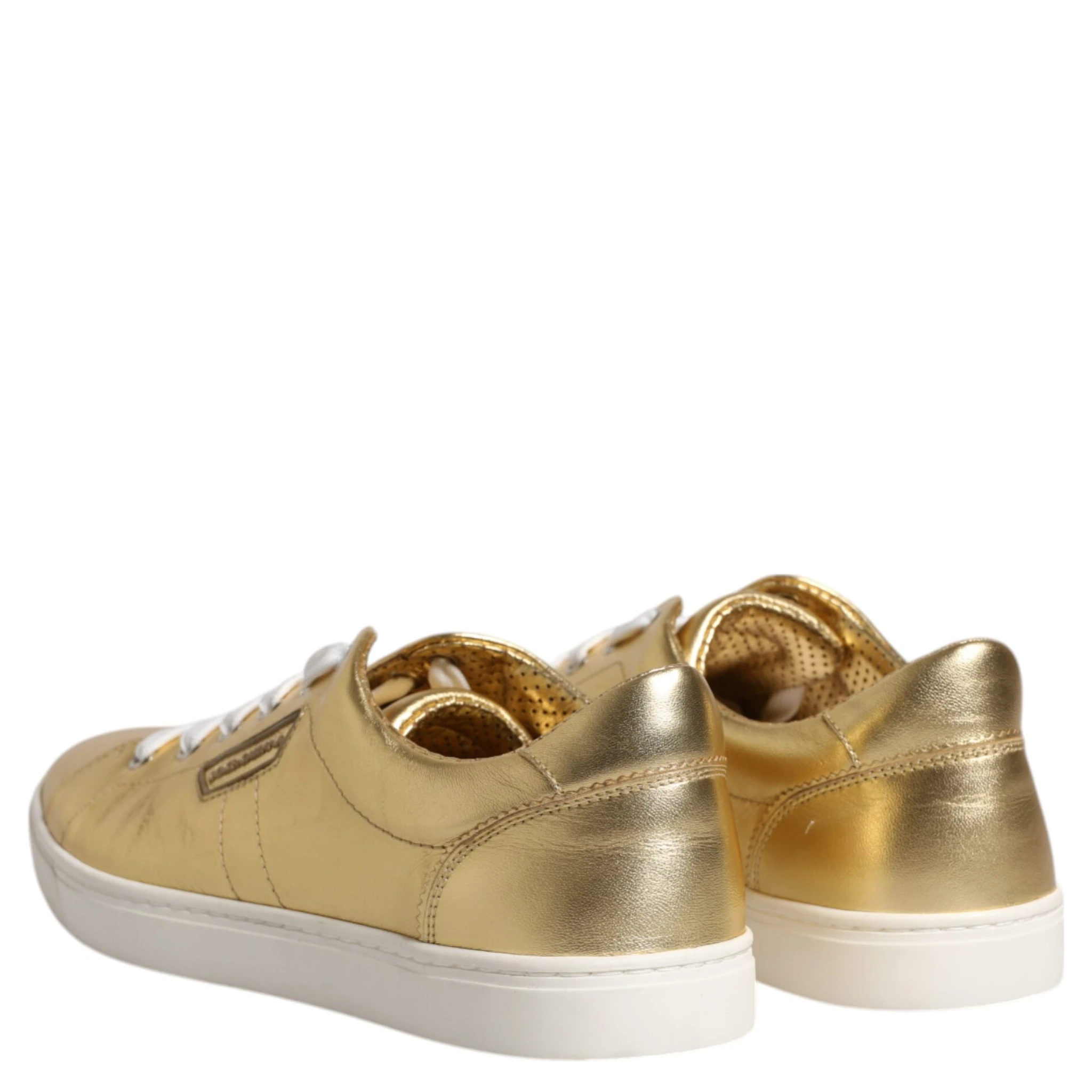 Gold Leather Logo London Men Sneakers Shoes