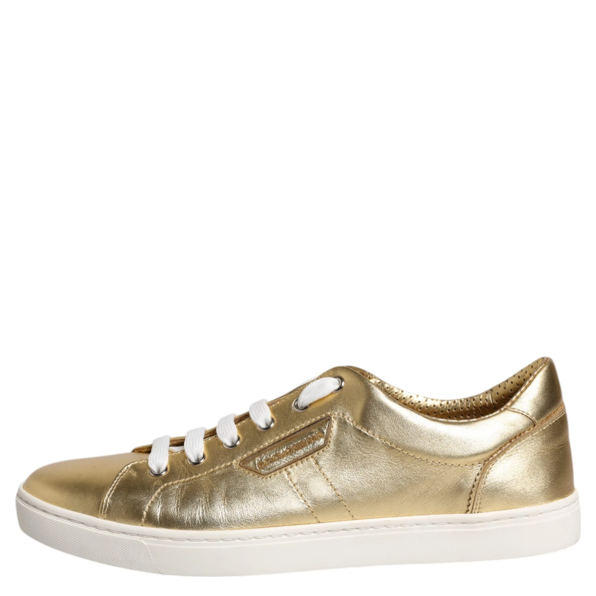 Gold Leather Logo London Men Sneakers Shoes